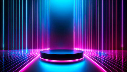 Minimalist Futuristic Stage with Neon Highlights