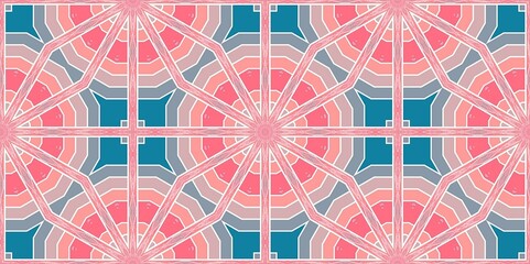 Abstract Pink White Blue Pastel Kaleidoscope Geometry Psychedelic Art Pattern Background