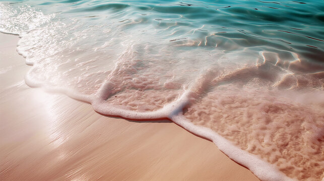 Aerial View of Waves Crashing on Sandy Beach