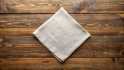 Empty canvas napkin on wooden desk top view, blank, napkin, canvas, wooden, desk, top view, empty, space, minimalistic