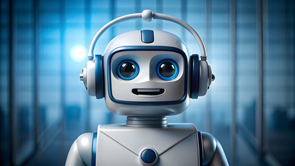 Robot icon representing a chat bot for customer support services , chat bot, support