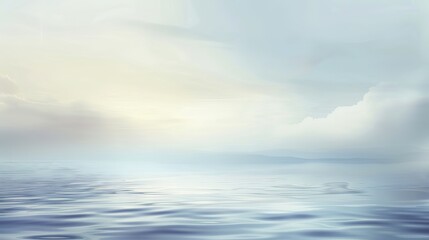 Obraz premium Abstract Blue Blurred Background with Light Sky Blue Color Gradient, Soft Clouds, and Calm Sea Water Texture. Bright Summer Day, Clear Sky, and Minimalistic Vector Illustration in a Realistic Photo St