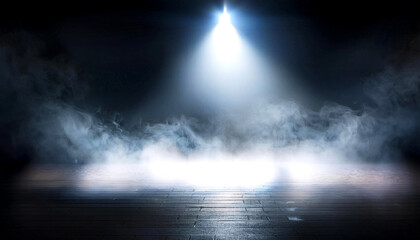 Foggy Stage Illuminated by a Single Light Beam