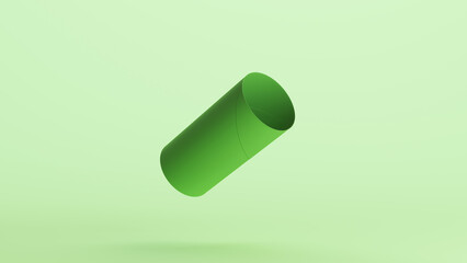 Cardboard tube toilet roll paper tube green monochrome hygiene pale mint green background 3d illustration render digital rendering	

