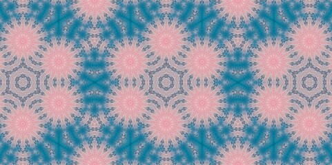Abstract Pink White Blue Pastel Kaleidoscope Geometry Psychedelic Art Pattern Background