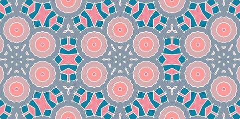 Fototapeta premium Abstract Pink White Blue Pastel Kaleidoscope Geometry Psychedelic Art Pattern Background