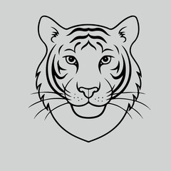 Fototapeta premium tiger head vector in line art illustration 