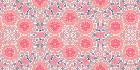 Abstract Pink White Blue Pastel Kaleidoscope Geometry Psychedelic Art Pattern Background