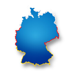 simplified map of Germany as silhouette, outline, in blue color similar to the emerging party AFD, Alternative for Germany, which participates in elections for the German federal government and chance