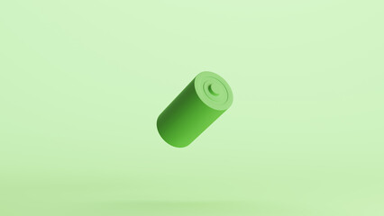 Battery AA half size battery power voltage energy rechargeable electrical green monochrome pale mint green background 3d illustration render digital rendering	
