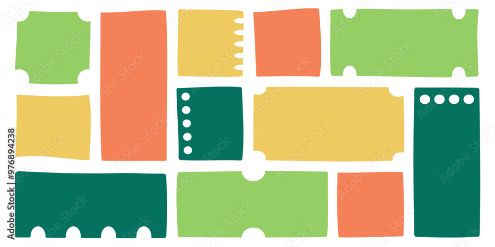 Canvas Prints empty text frames with stabbing, hand drawn tickets and coupons, colorful text and message boxes. ve