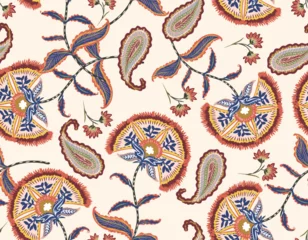 Fotobehang Stijlen patronen Romantic Boho floral pattern,  Persian pattern  Indian floral pattern, Vector Illustration ,Design for fashion , fabric, textile, wallpaper , wrapping and all prints  © MSNTY_STUDIOX