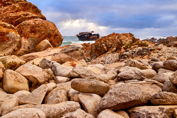 Eine Reise durch Südafrika. Schiffswrack bei Kap Agulhas