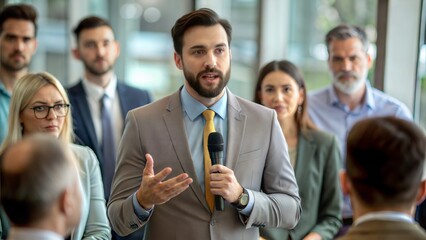Politician Speaking to Party Members
