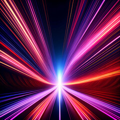 Dynamic Burst of Neon Light Streaks