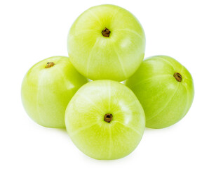 Phyllanthus emblica or Indian gooseberry traditional medicine plant for treatment of various diseases in Asian countries isolate on white with clipping path.