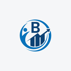 Letter B logo for Growth and Success Logo with Upward Arrow and B Symbol