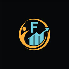 Letter F logo for Growth and Success Logo with Upward Arrow and F Symbol
