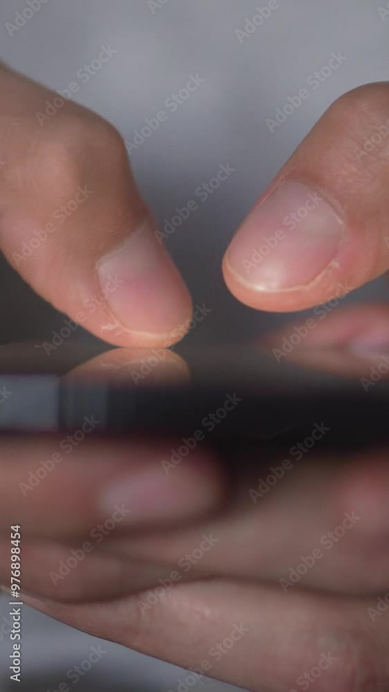 Poster a closeup of fingers typing on a smartphone, utilizing technology for connectivity and engagement wi