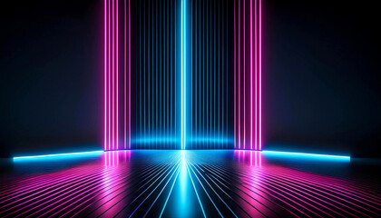 Fototapeta premium Dynamic Abstract Scene with Neon Light Streaks