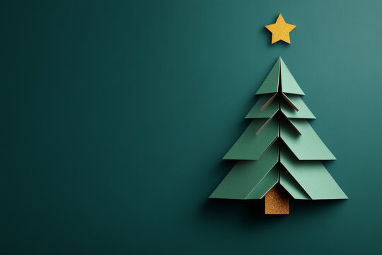 modern christmas backdrop with simple shapes forming a christmas tree