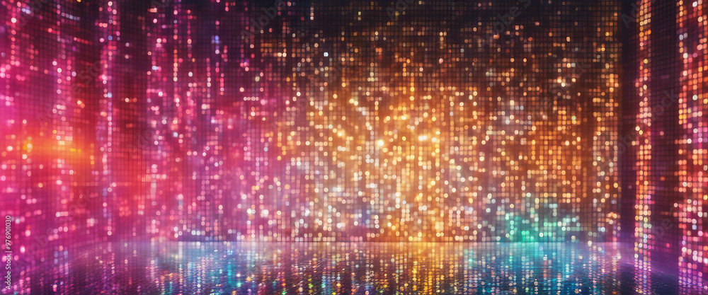 Poster abstract colorful led light display showing pixels