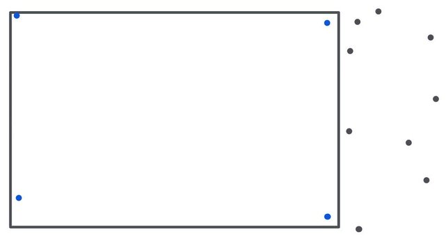 Simple big frame and moving dots inside and out side.
