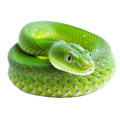 Obraz premium Green snake symbol of 2025 on transparent background PNG