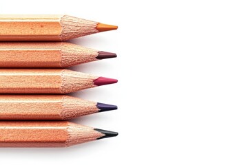 Obraz premium colored pencils on white background close-up Generative AI. Beautiful simple AI generated image