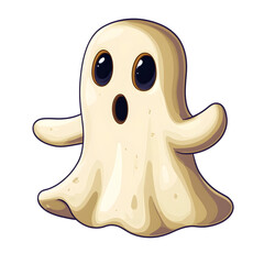Obraz premium Cute and Friendly Cartoon Ghost Character Floating on White Background for Halloween