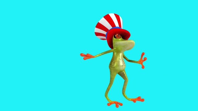 Fun 3D cartoon frog with an uncle sam hat(with alpha channel included)
