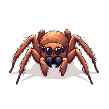 Cute Halloween Spider Cartoon Character on White Background