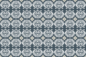 Oreintal Flora Damask Seamless pattern  embroidery, Indian style.  art ornament print.Design for carpet, cover,wallpaper, wrapping, fabric, clothing 