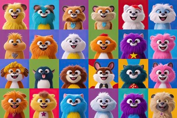 Fototapeta premium Playful Cheerful Furry Creatures 3D Render in Vibrant Comic Style Gallery