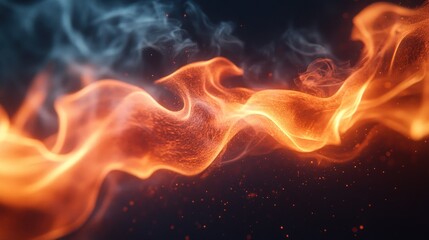 Fototapeta premium Abstract fire and smoke design with flowing movement on a dark background.
