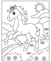 Horse coloring page for kids and adults