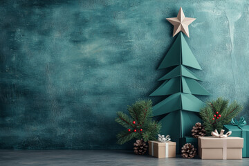 Festive Christmas Background with Abstract Christmas Tree Design