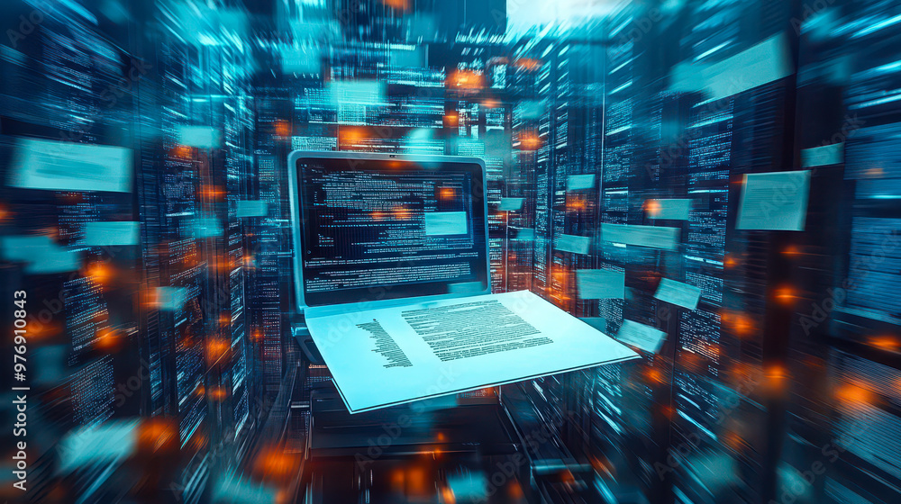 Poster advanced document digitization: ai scanning and conversion in data center environment, high-tech pap