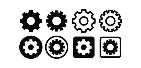 gear cog setting icon symbol sign vector design simple black white color collections isolated