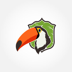 Logo Illustration Mascot Of Toucan With Illustration Of Shield