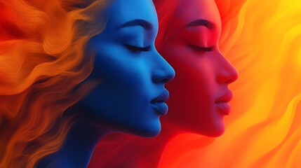 Fototapeta premium vector art of vibrant color different female faces. international women's day, wide range of ethnicities, population and growth 