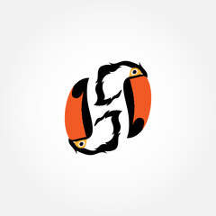 Logo Illustration Mascot Of Two Toucans