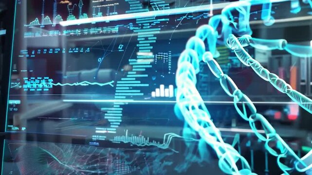 A futuristic lab setup where AI systems monitor and control bioreactors for optimal genetic recombination processes.