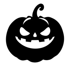 Halloween silhouette scary pumpkin isolated on white background. Vector illustration