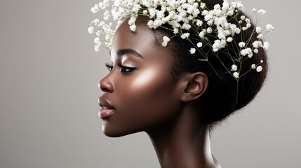 Portrait of a Black Woman with Flowers