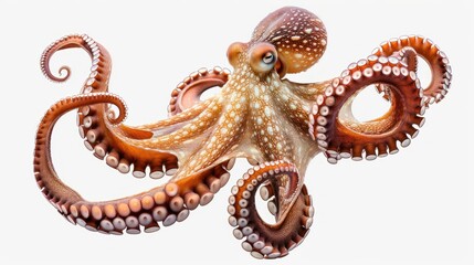 Fototapeta premium Octopus side view full body isolate on transparency background PNG