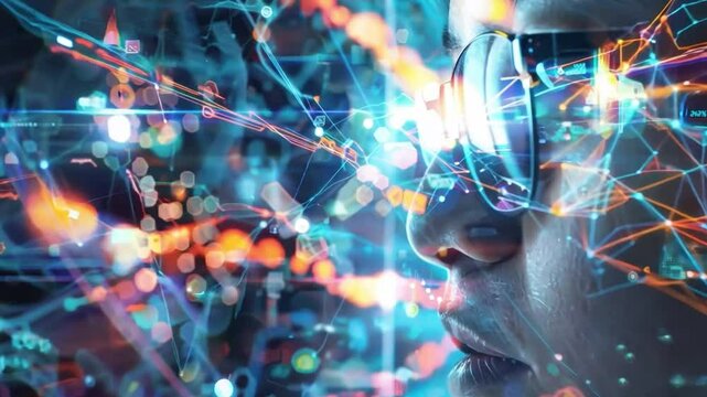 A scientist leveraging AI to analyze large datasets of genetic information for breakthroughs in life sciences.