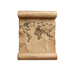 Antique world map on aged parchment representing exploration and geography