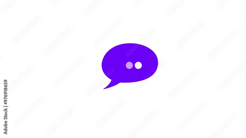 Poster speech bubble simple shape icon purple color animation. chat message bubble icon. speech bubbles wit