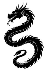 Fototapeta premium Dragon Silhouette Art. Flat Vector Illustration